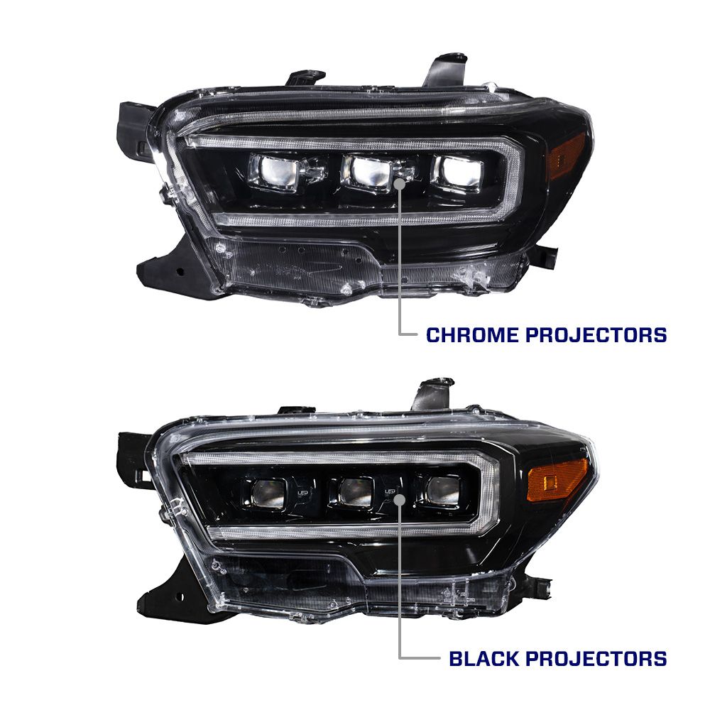 Diode Dynamics 16-23 Toyota Tacoma LED Proj. Headlights w/ Selectable DRL - Chrome - FL0112 for 2016-2023 Toyota Tacoma - rea