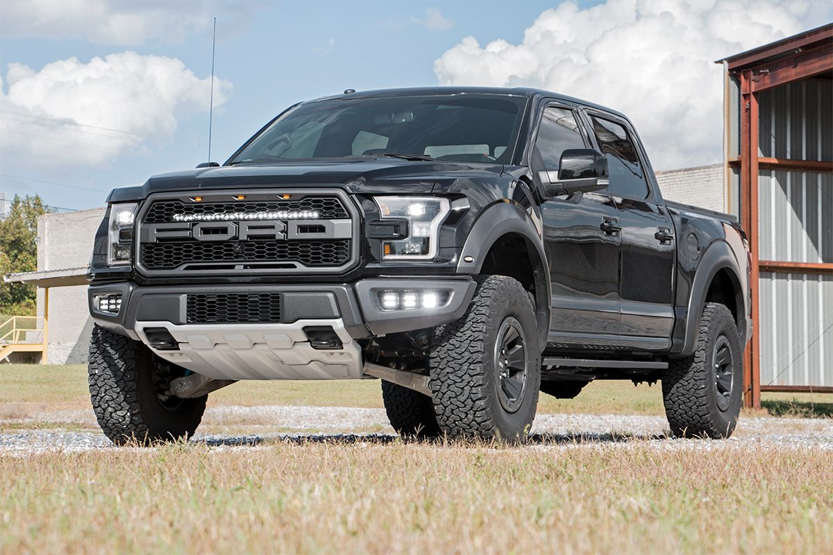 LED Light Kit | Fog Mount | Triple 2&quot; Black Pair | White DRL | Ford Raptor (17-20)