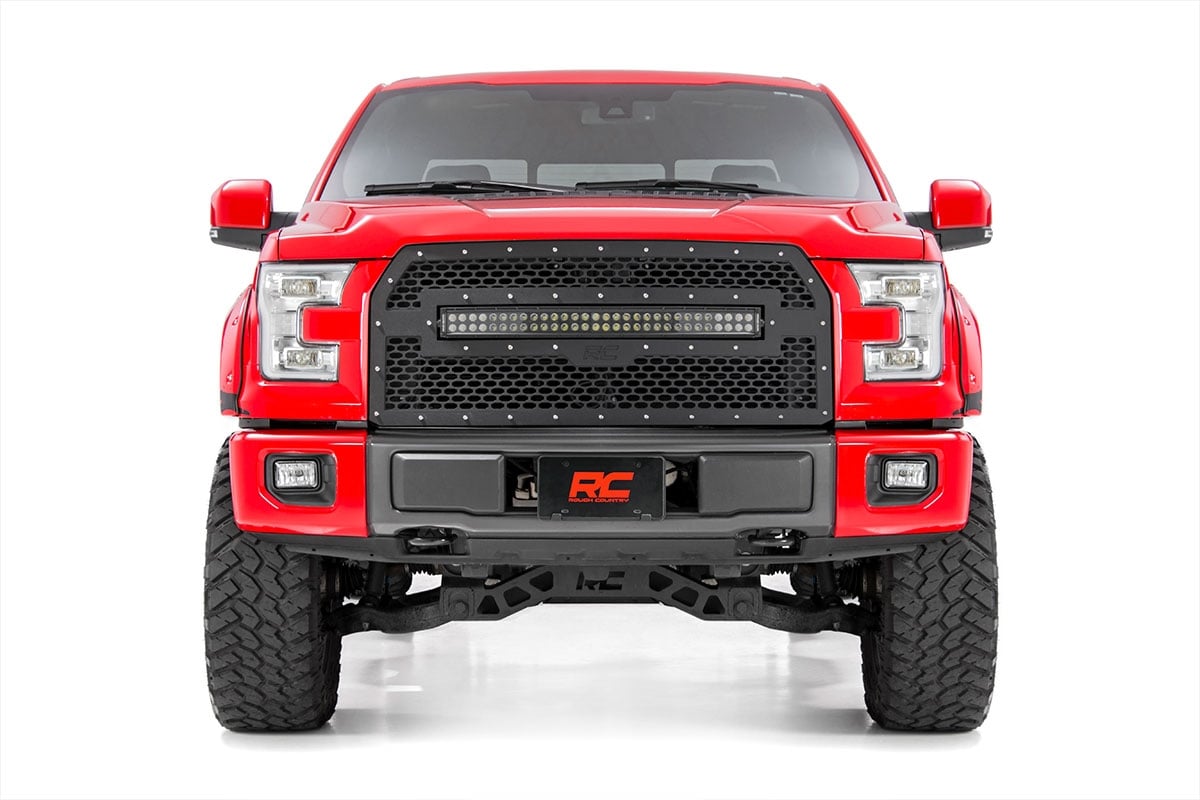 Mesh Grille | 30&quot; Dual Row LED | Black | Ford F-150 2WD/4WD (2015-2017)