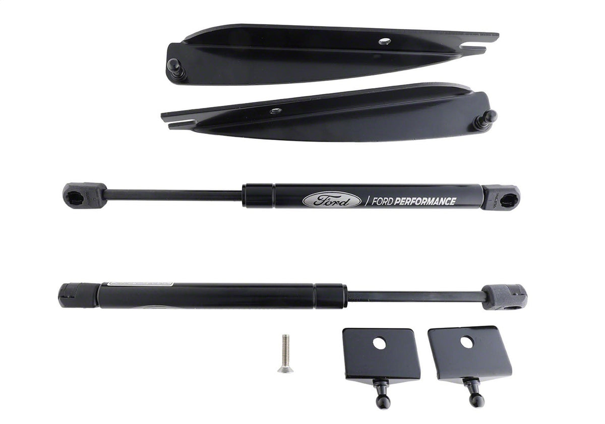 Ford Performance 2005-2014 Mustang Hood Lift Kit With Laser Engraved Ford Performance Logo — detail (FRPM-16826-M)