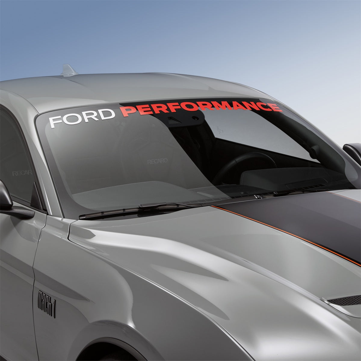 Ford Performance 2005-2023 Mustang Ford Performance Windshield Banner-White And Red — alternate view (FRPM-1820-MR)