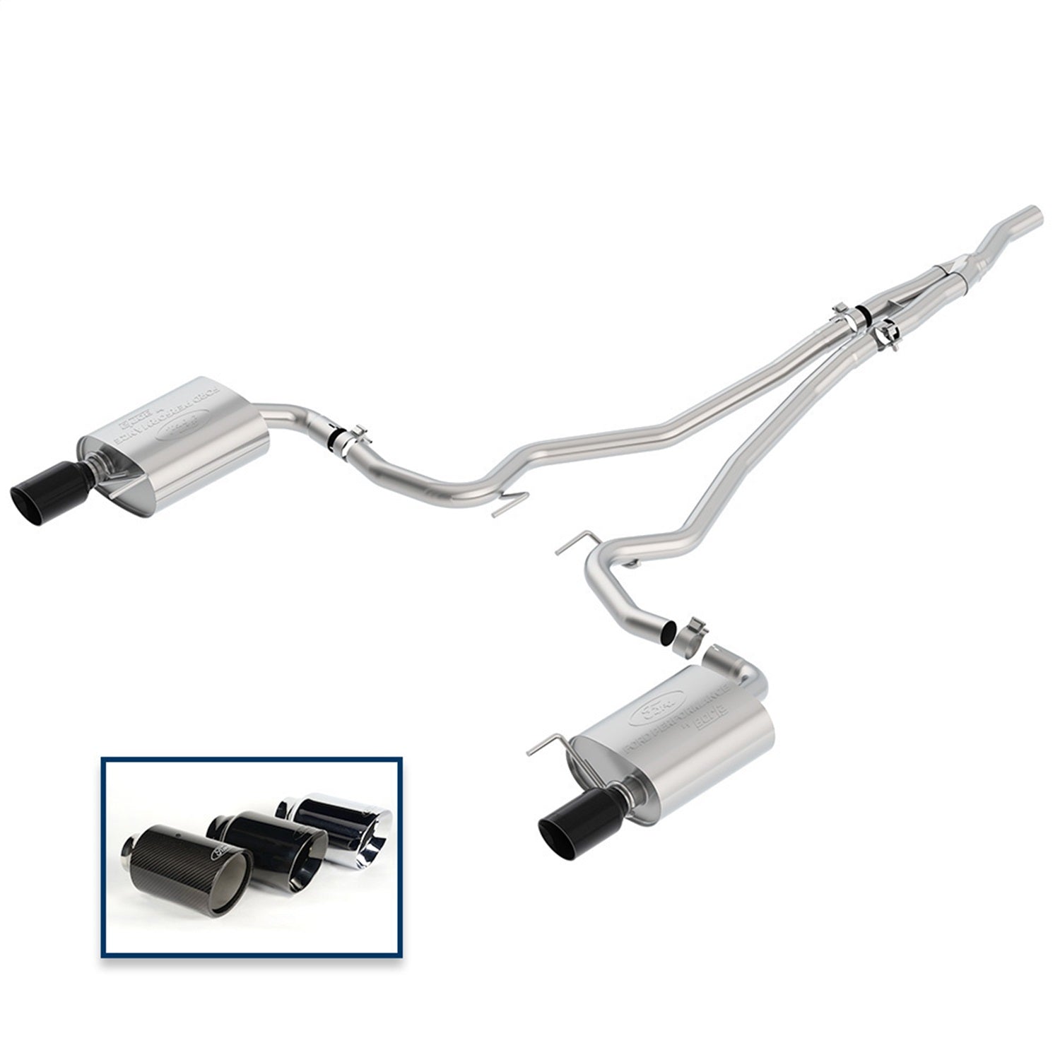 Ford Performance 2015-2023 Mustang 2.3L Extreme Exhaust System With Black Chrome Tips (FRPM-5200-M4EBA)