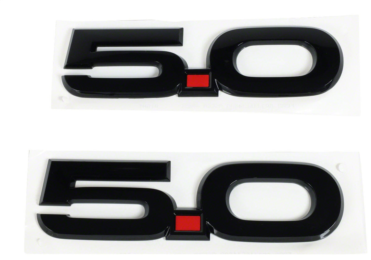 Ford Performance 2015-2023 Mustang 5.0L Fender Emblems/Badges-Black-Pair — additional view (FRPM-1447-M50AB)