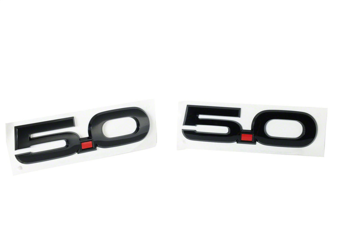 Ford Performance 2015-2023 Mustang 5.0L Fender Emblems/Badges-Black-Pair — detail (FRPM-1447-M50AB)