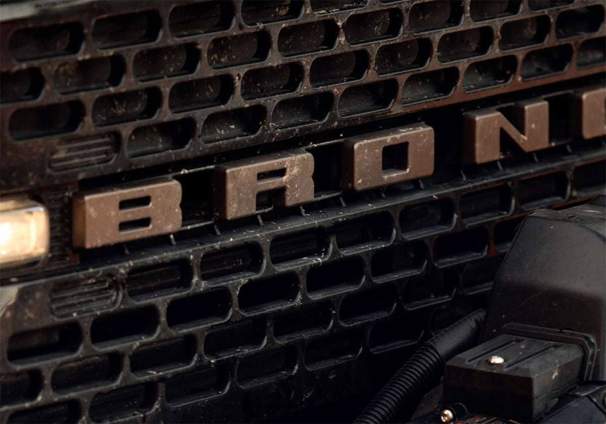 Ford Performance 2021-2025 Bronco Grille Lettering Overlay Kit-Bronze — alternate view (FRPM-1447-BLBR)