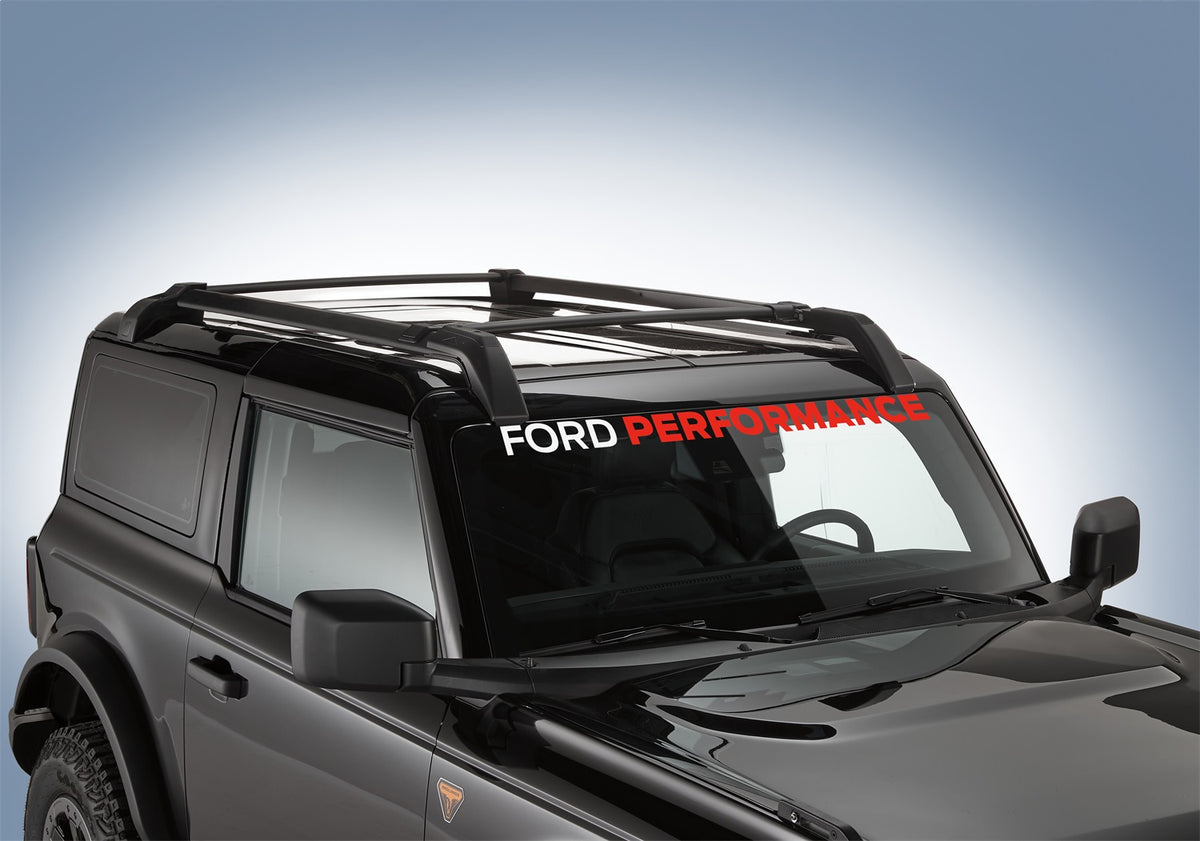 Ford Performance 2021-2025 Ford Performance Bronco Windshield Banner-White/Red — detail (FRPM-1820-BRR)