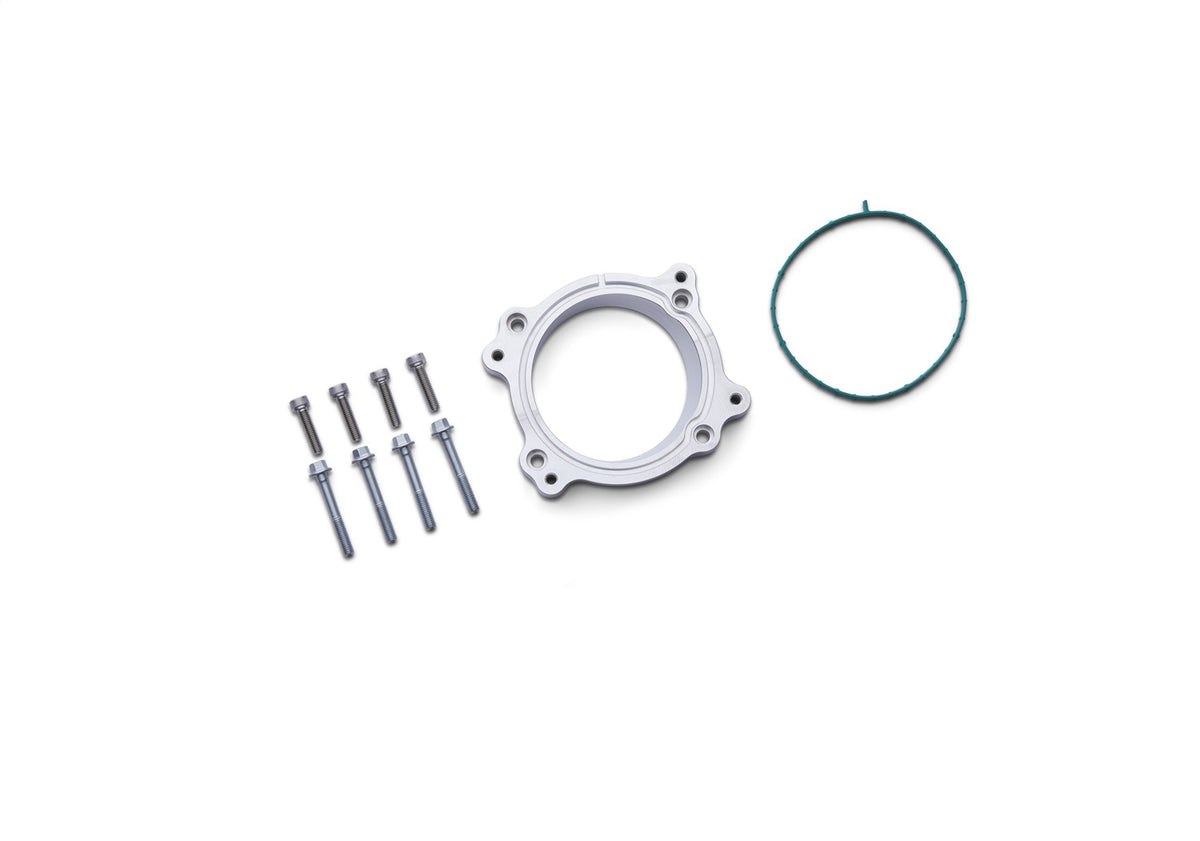 Ford Performance 87MM Throttle Body Adapter — in use (FRPM-9474-M5087)