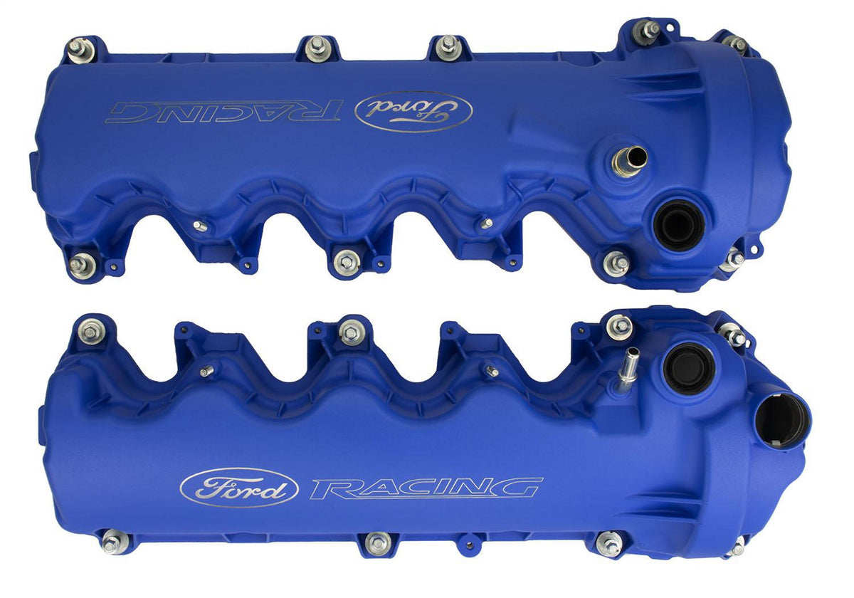 Ford Performance Blue Ford Racing Coated 3-Valve Cam Covers — detail (FRPM-6582-FR3VBL)