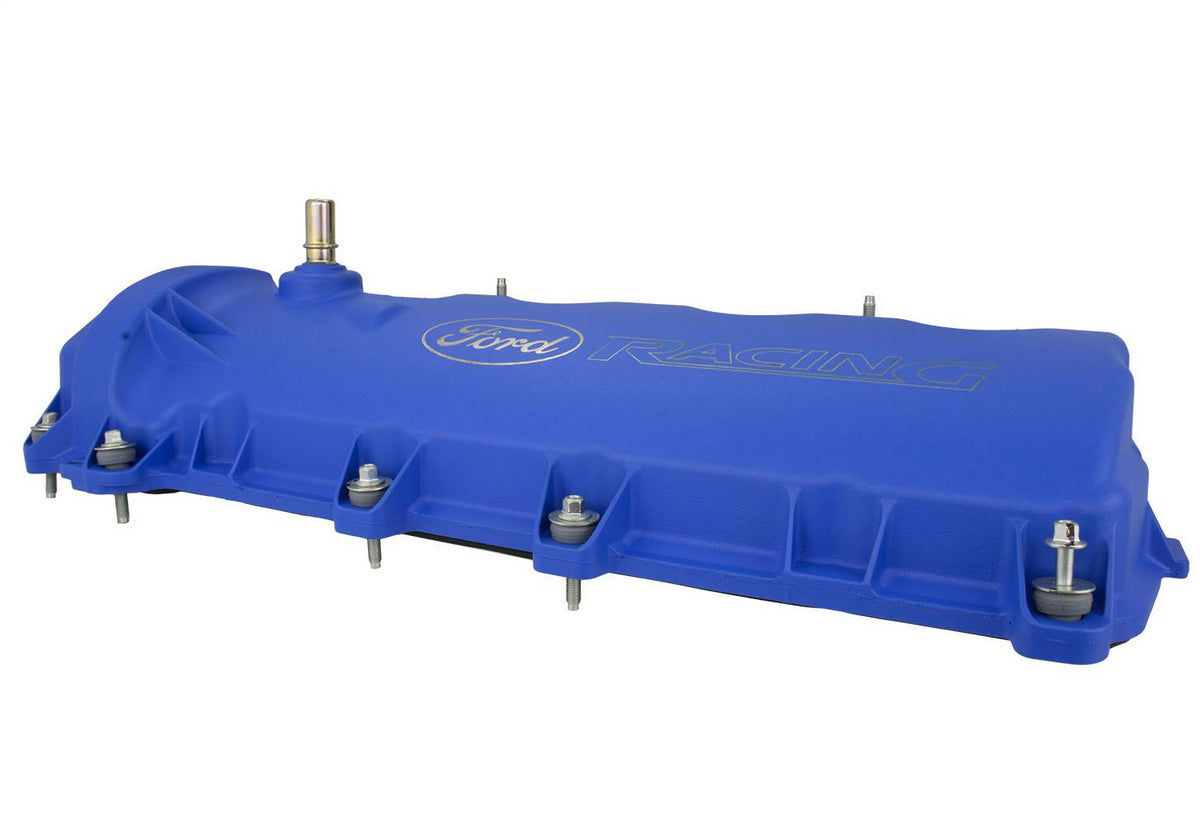 Ford Performance Blue Ford Racing Coated 3-Valve Cam Covers — in use (FRPM-6582-FR3VBL)