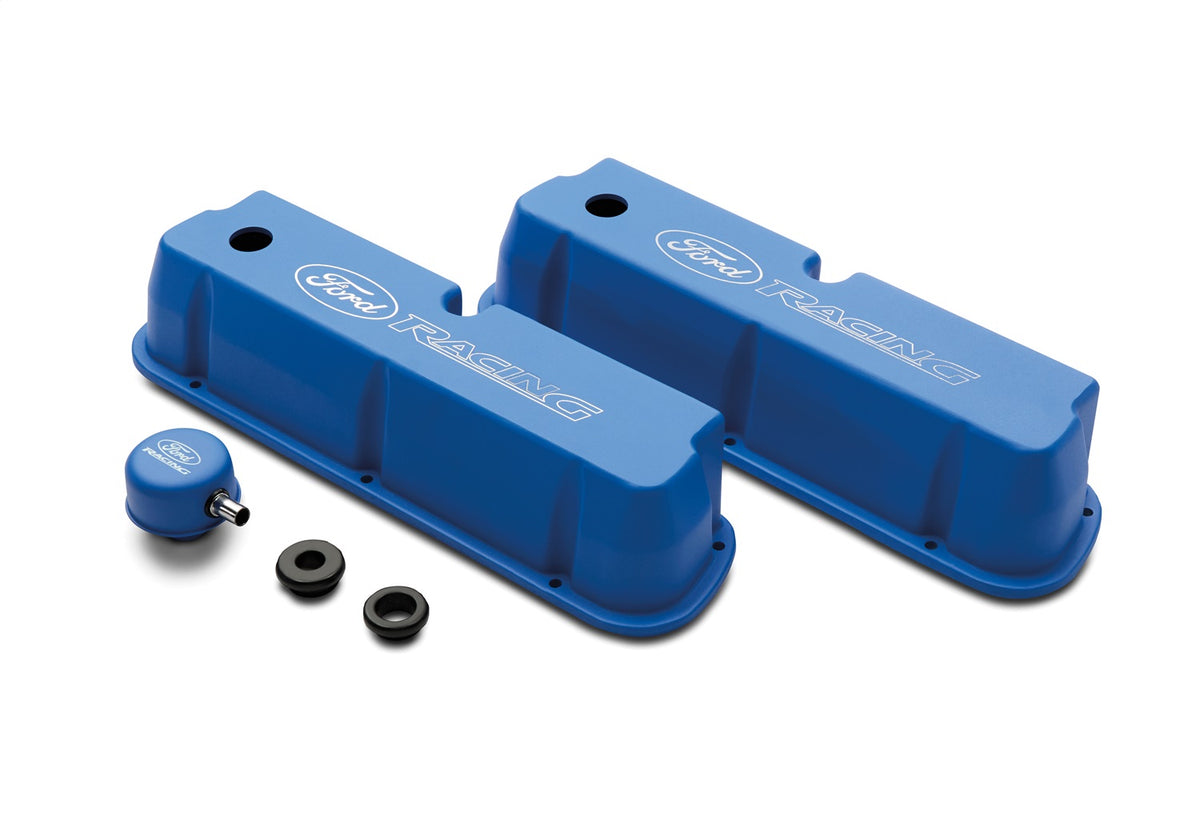 Ford Performance Blue Satin Valve Covers — detail (FRPM-6582-LE302BL)
