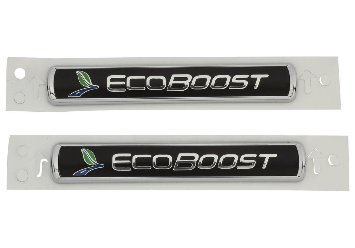 Ford Performance EcoBoost Emblems/Badges-Black And Silver-Pair — alternate view (FRPM-1447-EBBLK)