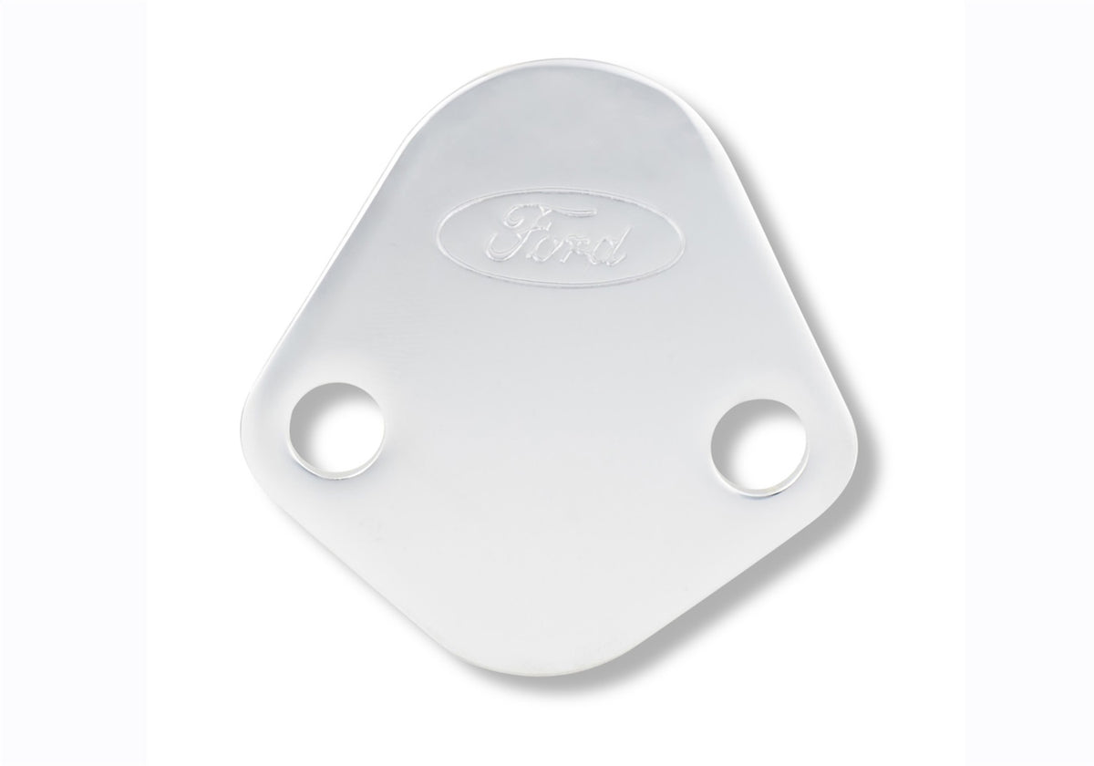 Ford Performance Ford Logo Fuel Pump Blockoff Plate: Chrome — alternate view (FRP302-290)