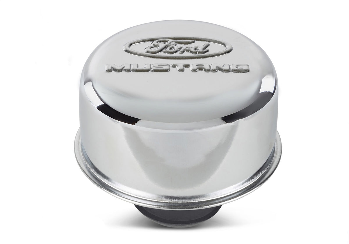 Ford Performance Ford Mustang Logo Air Breather Cap-Chrome — alternate view (FRP302-220)