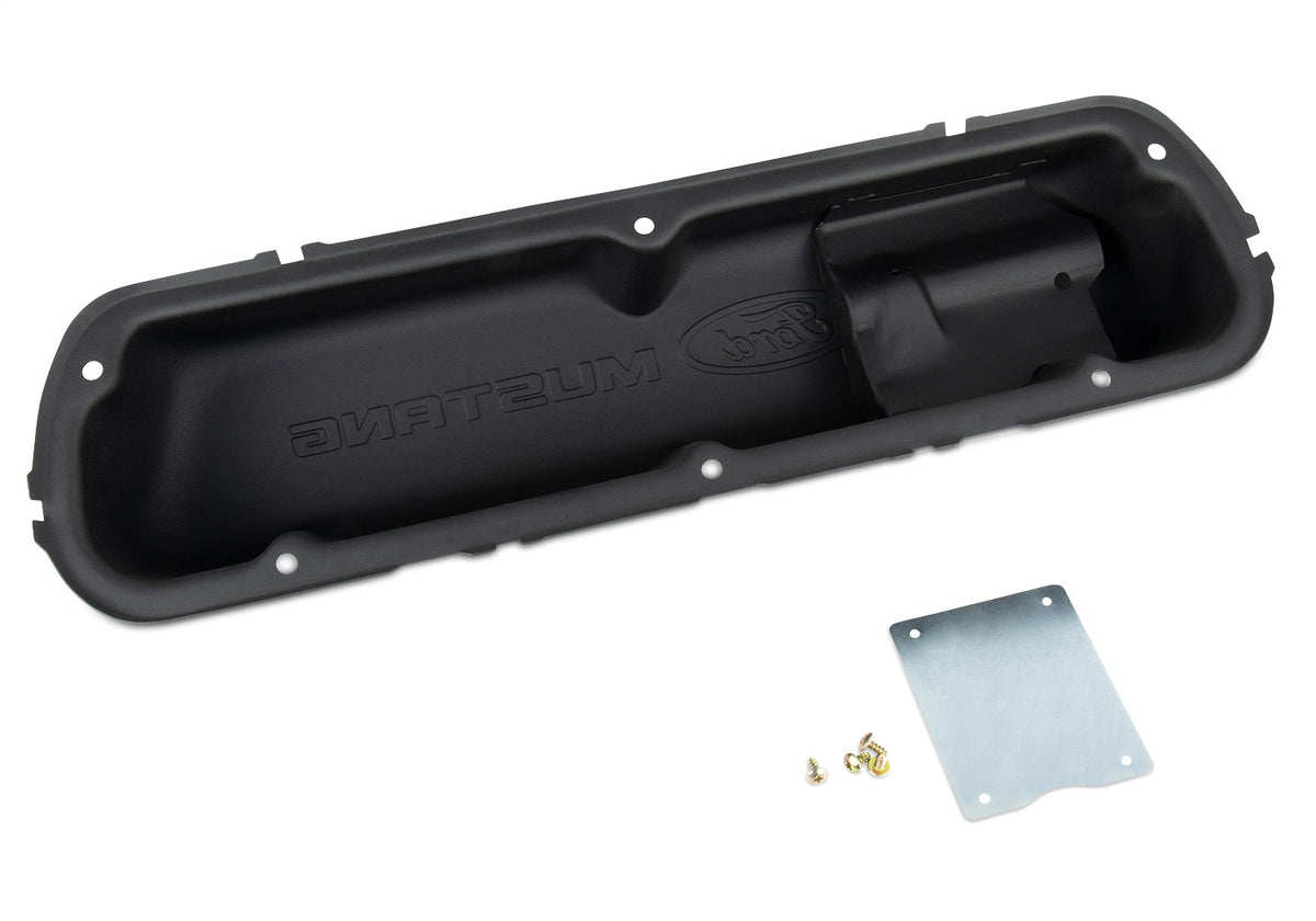 Ford Performance Ford Mustang Logo Black Crinkle Valve Covers — in use (FRP302-101)