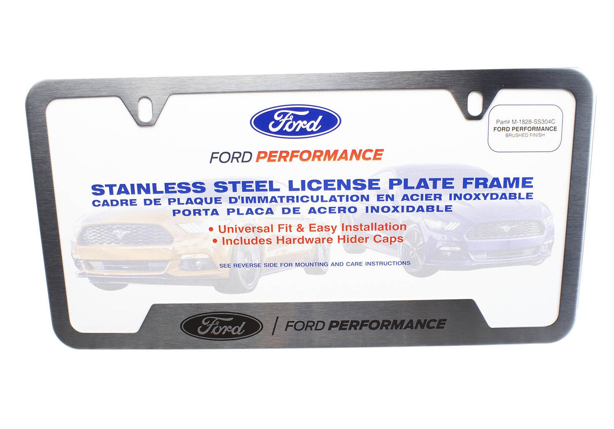 Ford Performance Ford Performance License Plate Frame-Brushed Stainless Steel — detail (FRPM-1828-SS304C)