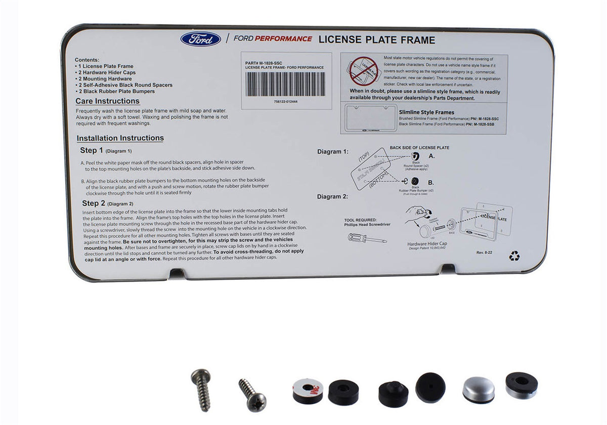 Ford Performance Ford Performance Slim License Plate Frame-Brushed Stainless Steel — additional view (FRPM-1828-SSC)
