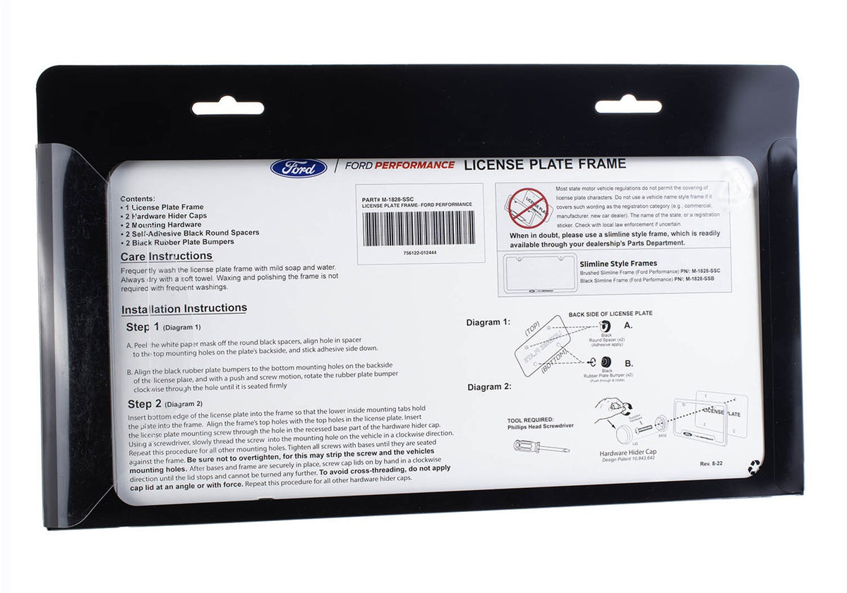 Ford Performance Ford Performance Slim License Plate Frame-Brushed Stainless Steel — in use (FRPM-1828-SSC)
