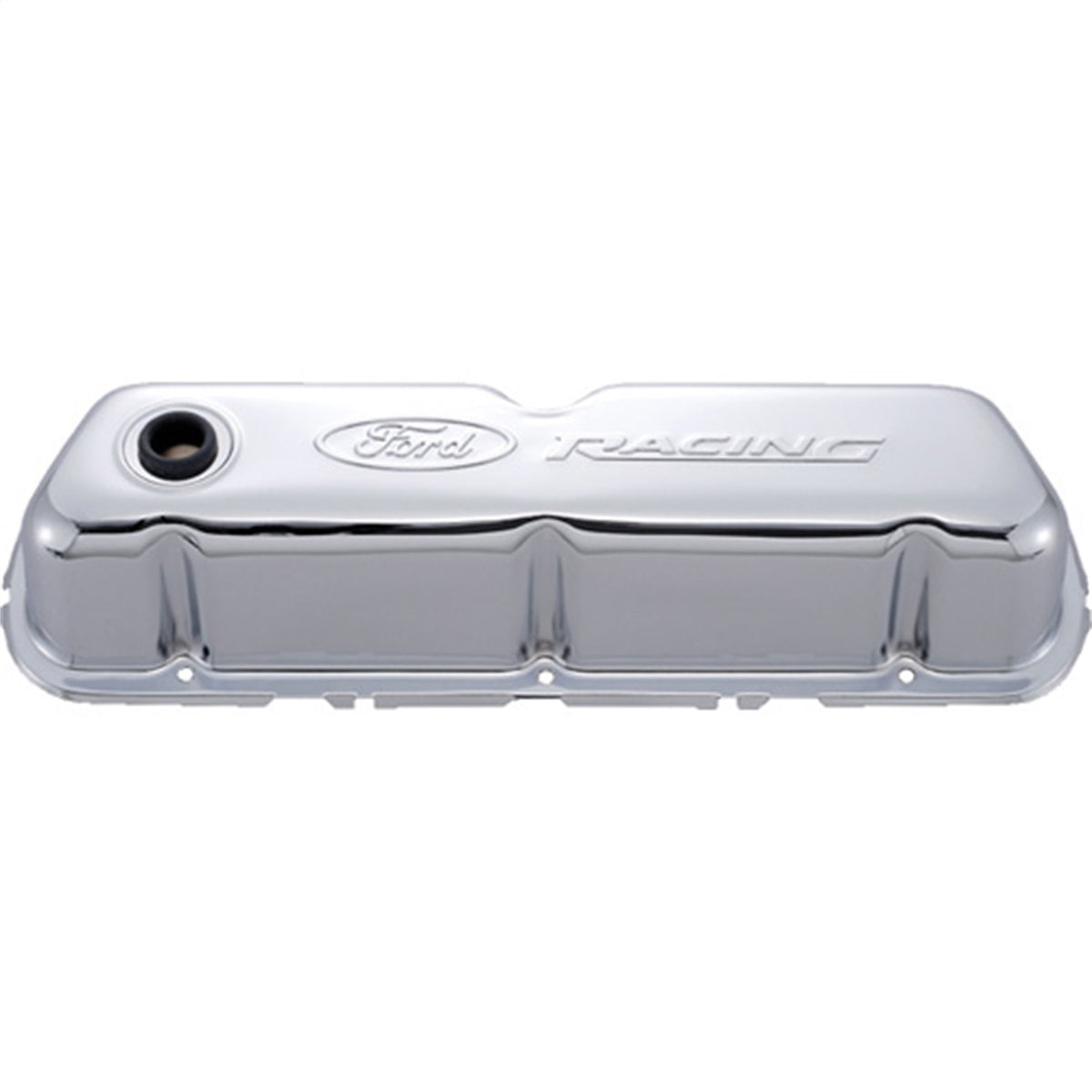 Ford Performance Ford Racing Embossed Logo Stamped Steel Valve Covers Chrome (FRP302-070)