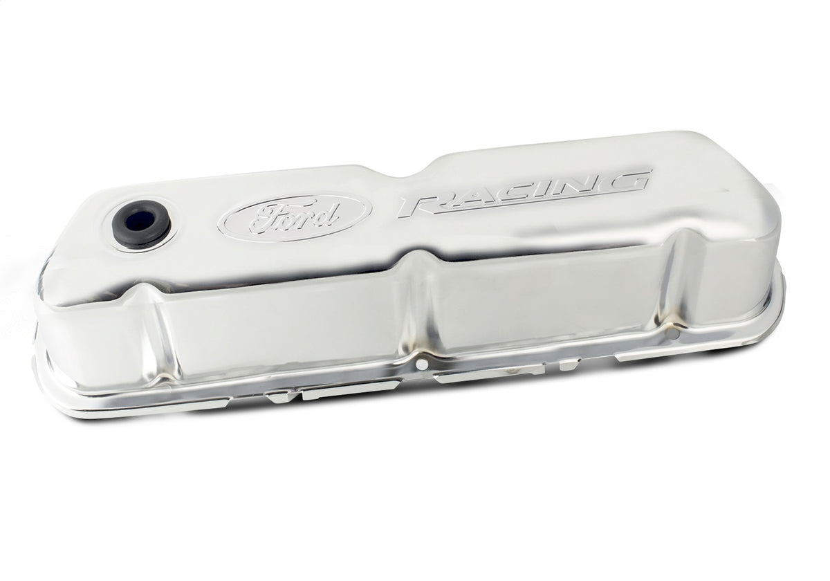 Ford Performance Ford Racing Embossed Logo Stamped Steel Valve Covers Chrome — alternate view (FRP302-070)