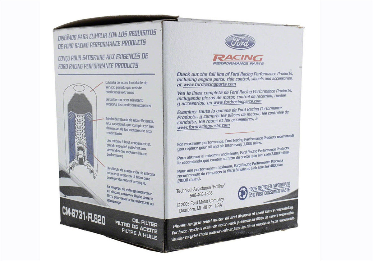 Ford Performance Ford Racing High Performance Oil Filter — additional view (FRPCM-6731-FL820)