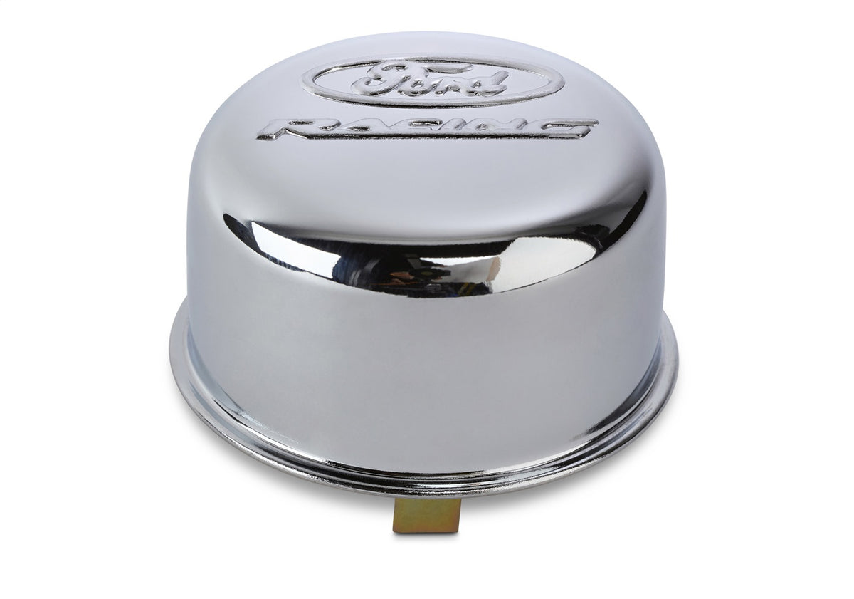 Ford Performance Ford Racing Logo Air Breather Cap: Twist Type Chrome — in use (FRP302-200)