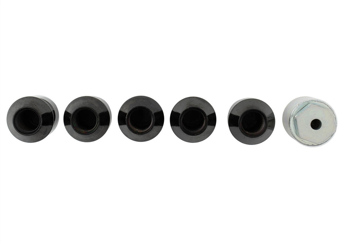 Ford Performance M14 X 1.5 Black Security Lug Nut Kit of 5 — in use (FRPM-1A043-A5)