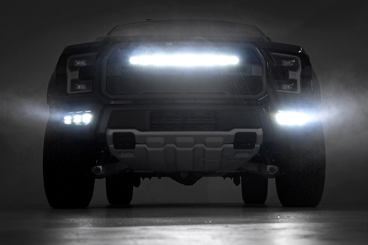 LED Light Kit | Fog Mount | Triple 2&quot; Black Pair | White DRL | Ford Raptor (17-20)