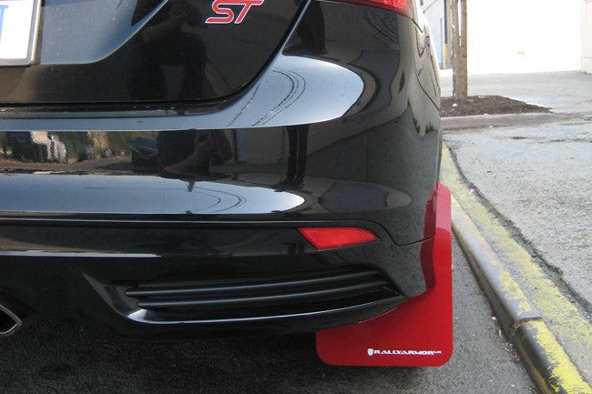 Rally Armor 12-19 Ford Focus ST / 16-19 RS Black UR Mud Flap w/ Nitrous Blue Logo - MF27-UR-BLK/NB