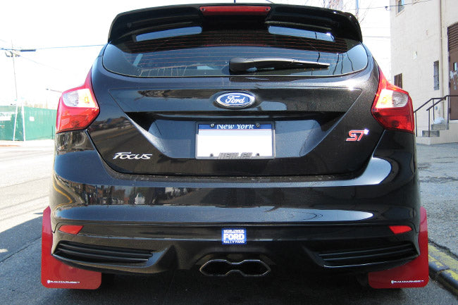 Rally Armor 12-19 Ford Focus ST / 16-19 RS Black Mud Flap w/ Blue Logo - MF27-UR-BLK/BL
