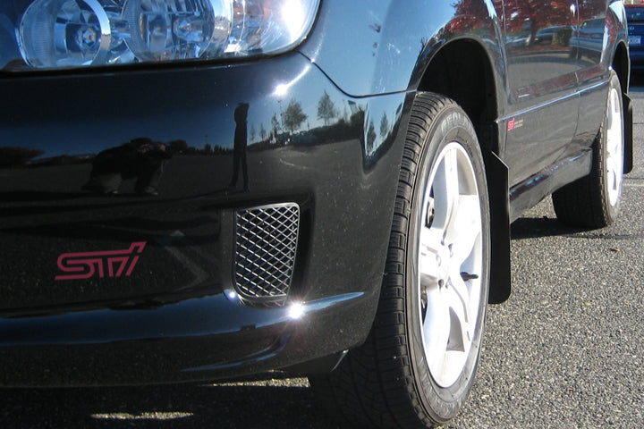 Rally Armor 03-08 Subaru Forester Basic Black Mud Flap w/ Black Logo - MF5-BAS-BLK for 2004-2008 Subaru Forester - front view