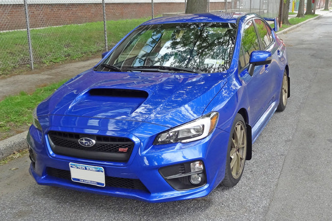 Rally Armor 15-21 Subaru WRX/STI (Sedan ONLY) Blue UR Mud Flap w/ White Logo - MF32-UR-BL/WH