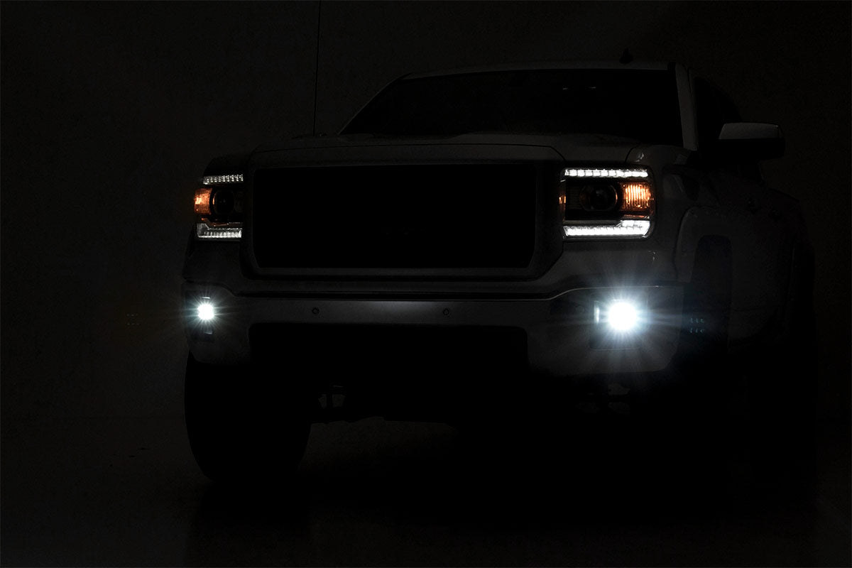 LED Light Kit | Fog Mount | 2&quot; Black Pair | GMC Sierra 1500 2WD/4WD (14-15)