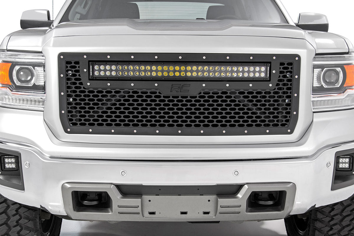 Mesh Grille | 30&quot; Dual Row LED | Black | White DRL | GMC Sierra 1500 (14-15)