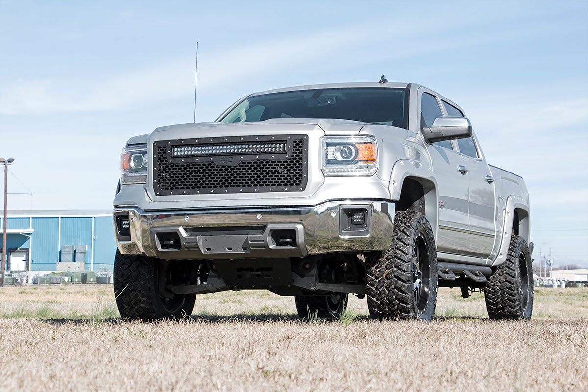 Mesh Grille | 30&quot; Dual Row LED | Black | GMC Sierra 1500 2WD/4WD (2014-2015)
