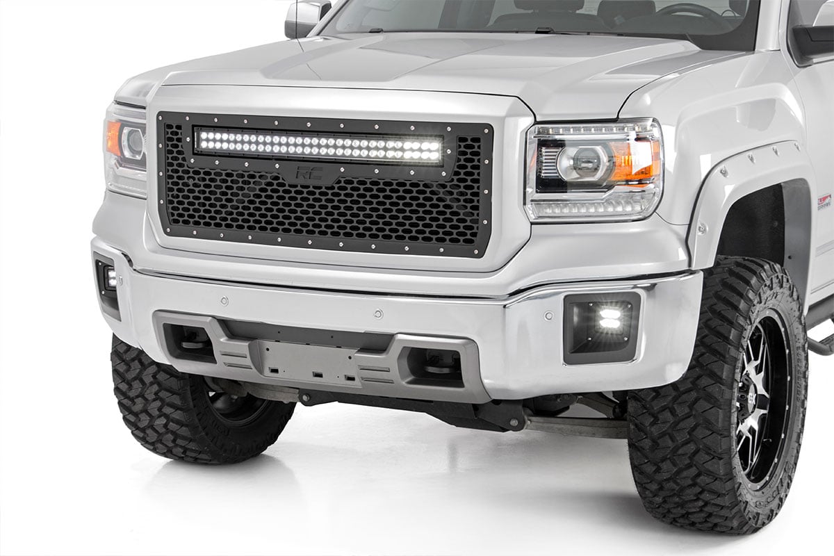 Mesh Grille | 30&quot; Dual Row LED | Black | GMC Sierra 1500 2WD/4WD (2014-2015)