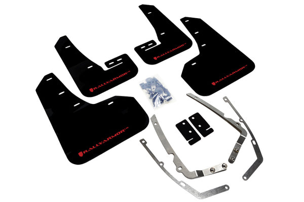 Rally Armor 15-21 VW Golf/GTI/TSI Black UR Mud Flap w/ Red Logo - MF37-UR-BLK/RD for 2015-2021 Volkswagen Golf - front view