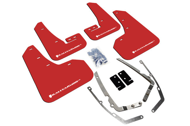 Rally Armor 15-21 VW Golf/GTI/TSI Red UR Mud Flap w/ White Logo - MF37-UR-RD/WH for 2015-2021 Volkswagen Golf - front view