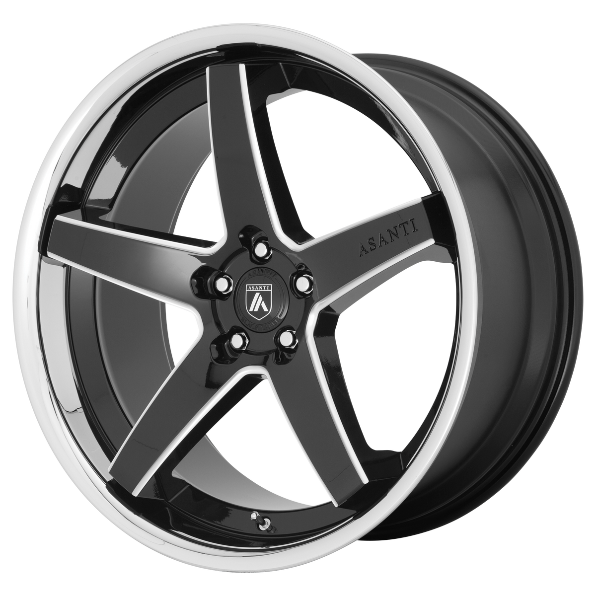 Asanti Black Abl31 Regal 20X10.5 5X115 +20MM Gloss Black Mill W/ Chrome Lip