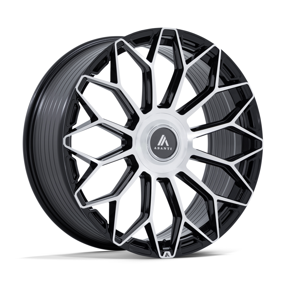 Asanti Black Ab051 Envoy 22X9 5X112/5X114.3/5X114 +38MM Gloss Black W/ Machined Face