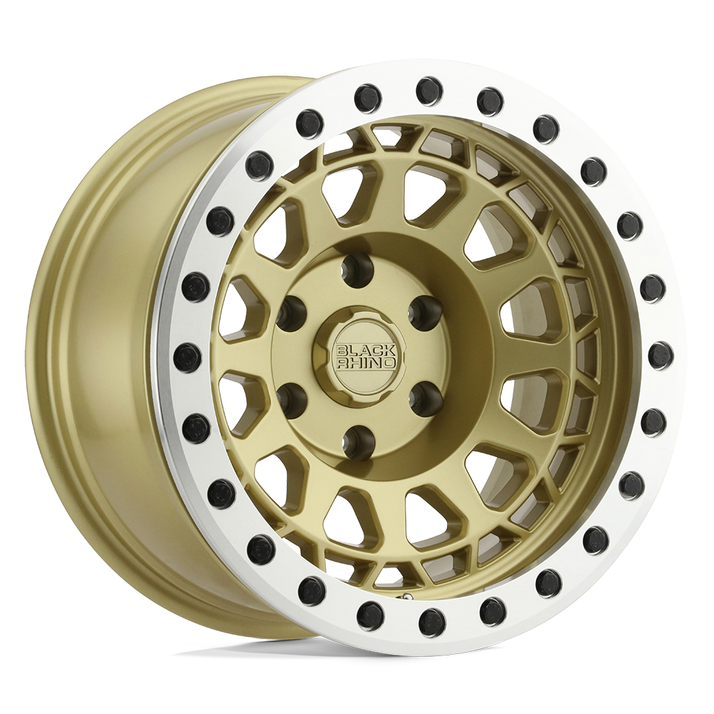 Black Rhino Hard Alloys Primm Beadlock 17X8.5 5X127 -38MM Matte Gold W/ Machined Ring