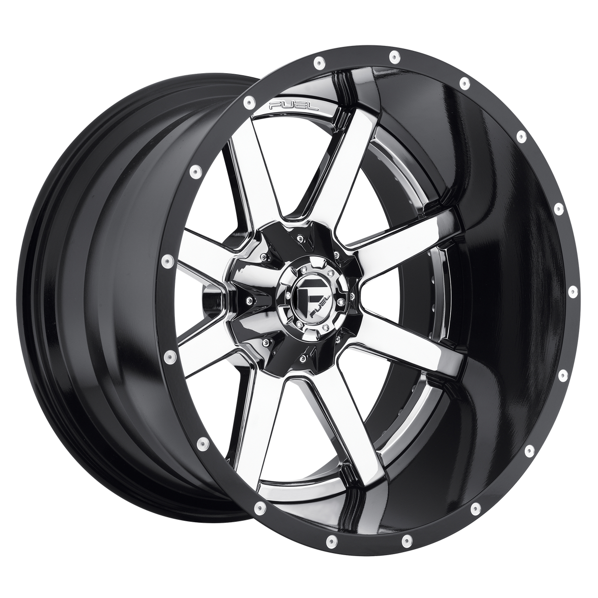 Fuel Off-Road D260 20X12 Chrome W/ Gloss Black Lip 8x165.1 -43mm