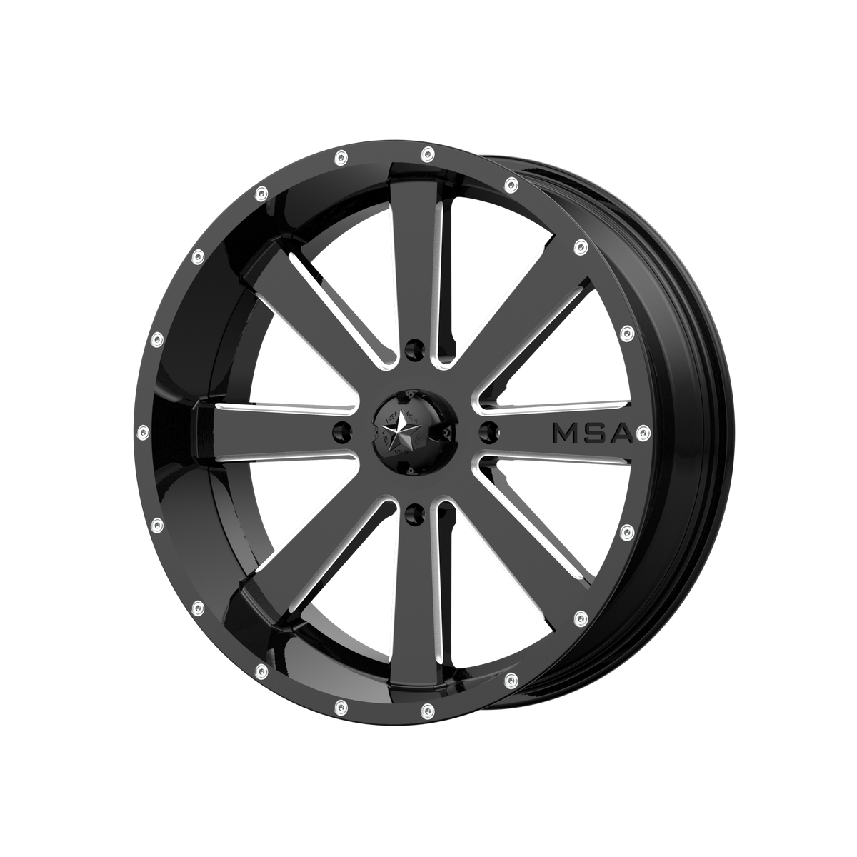 MSA Offroad Wheels M34 Flash Utv 24X7 4X137 +0MM Gloss Black Milled