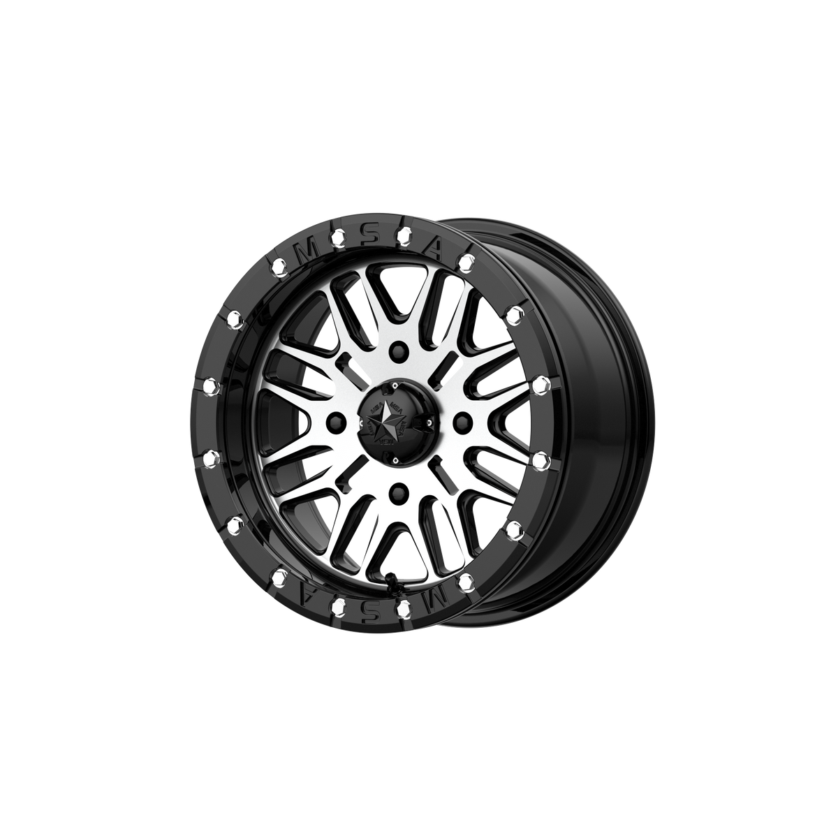 MSA Offroad Wheels M37 Brute Utv Beadlock 14X7 4X156 +10MM Gloss Black Machined