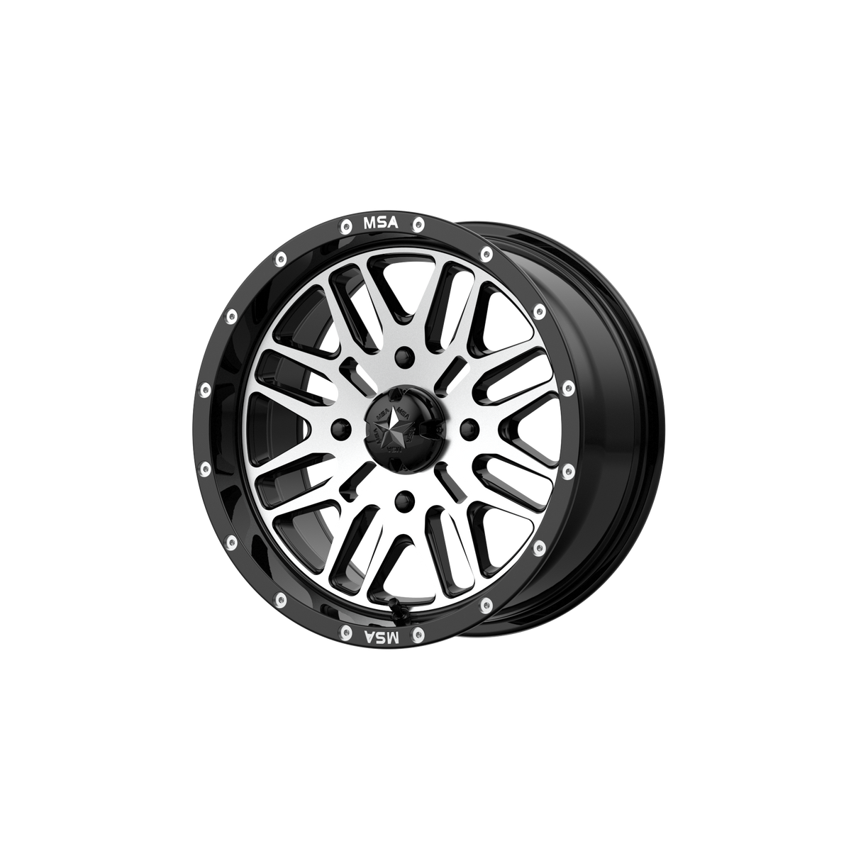 MSA Offroad Wheels M38 Brute Utv 18X7 4X137 +10MM Gloss Black Machined