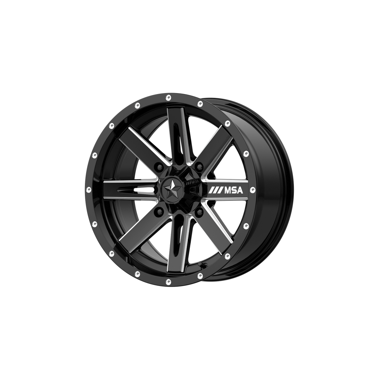MSA Offroad Wheels M41 Boxer Utv 16X7 4X156 +10MM Gloss Black Milled