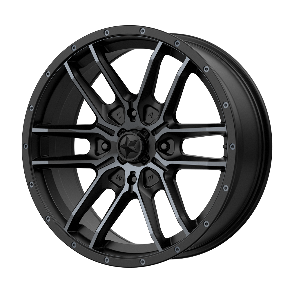 MSA Offroad Wheels M43 Fang Utv 20X7 4X156 +10MM Satin Black W/ Titanium Tint
