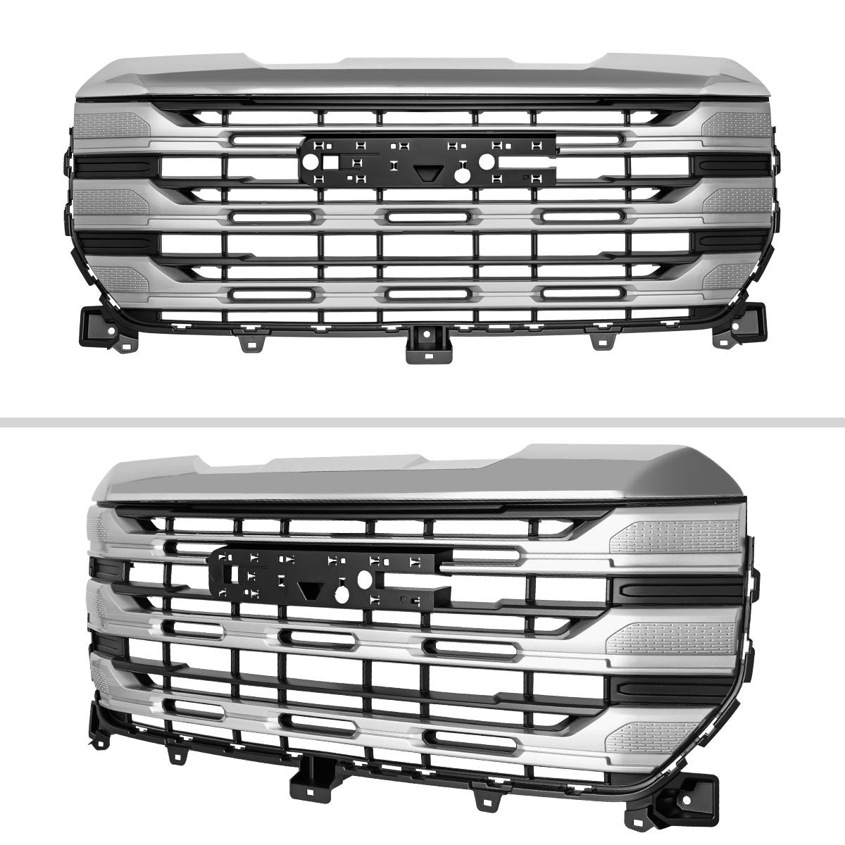 Spec-D Tuning - 2022-2025 GMC Sierra 1500 Chrome SLE Style Mesh Front Upper Hood Grille - HG-GMC2215C-JB
