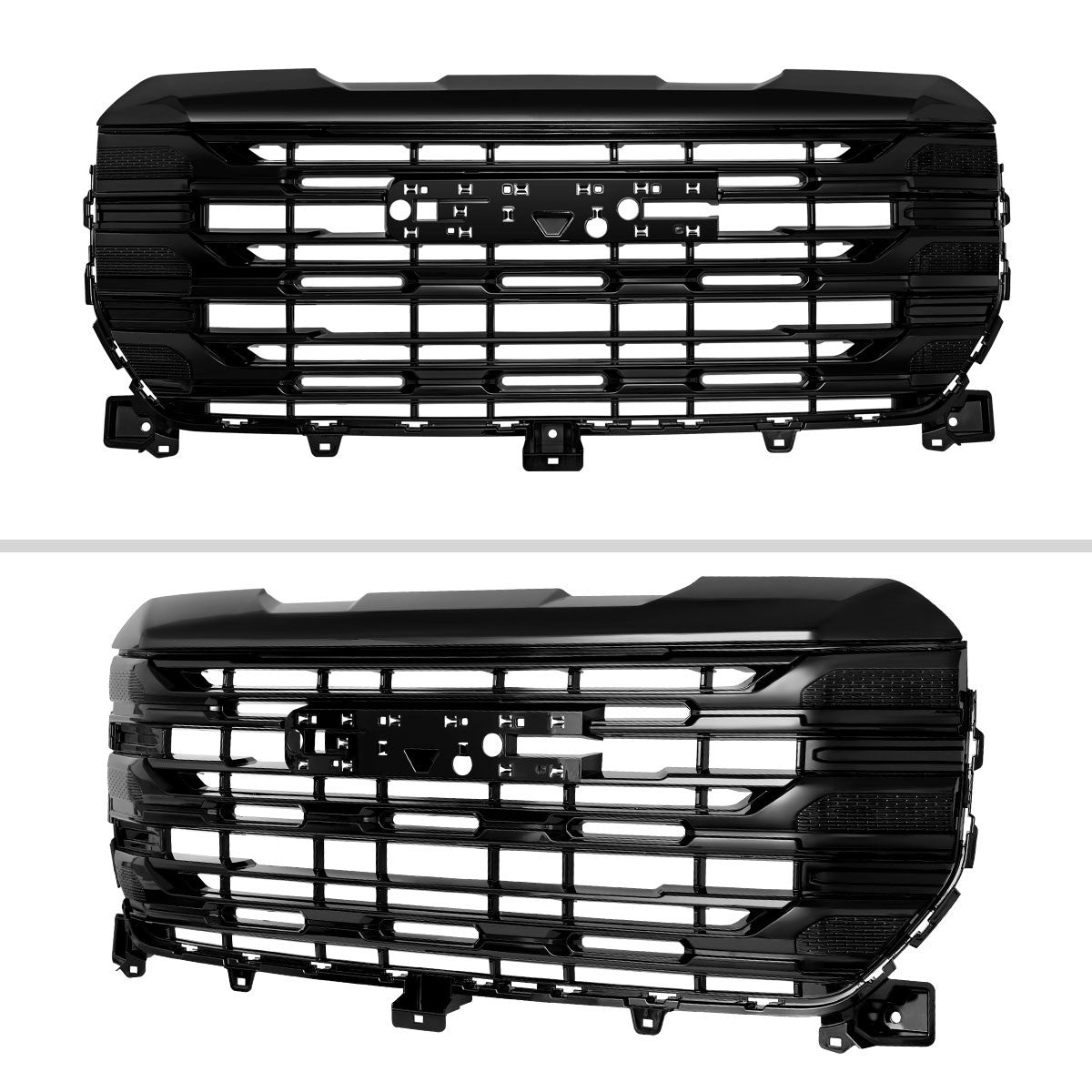 Spec-D Tuning - 2022-2025 GMC Sierra 1500 Glossy Black SLE Style Mesh Front Upper Hood Grille - HG-GMC2215JM-JB