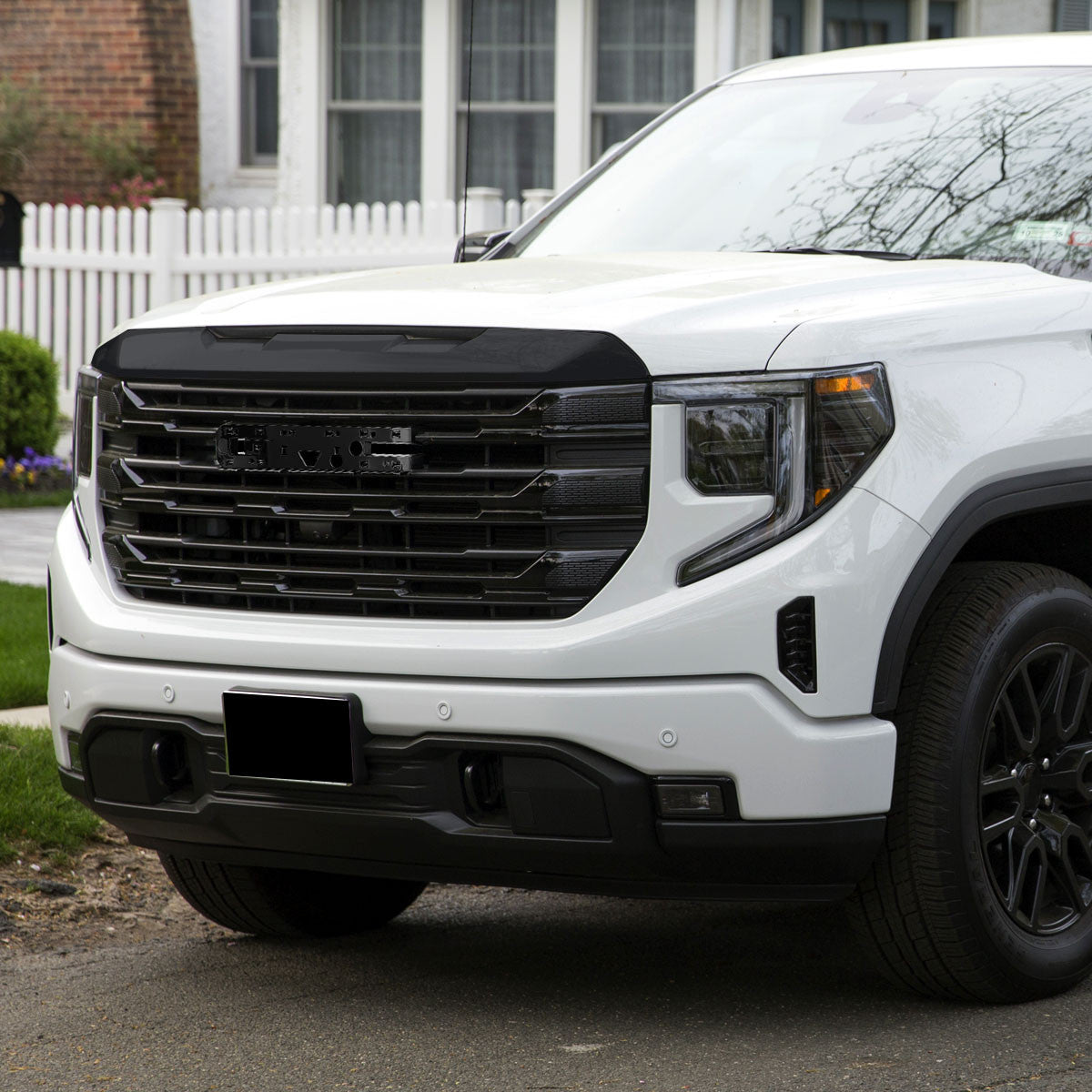 Spec-D Tuning - 2022-2025 GMC Sierra 1500 Glossy Black SLE Style Mesh Front Upper Hood Grille - HG-GMC2215JM-JB