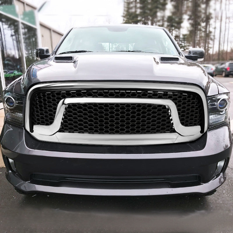 Spec-D Tuning - 2013-2018 Dodge RAM 1500 Chrome ABS Rebel Style Honeycomb Mesh Grille - HG-RAM1315CB-GL